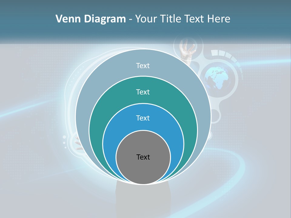 A Woman Holding Her Hand Up In Front Of A World Map PowerPoint Template