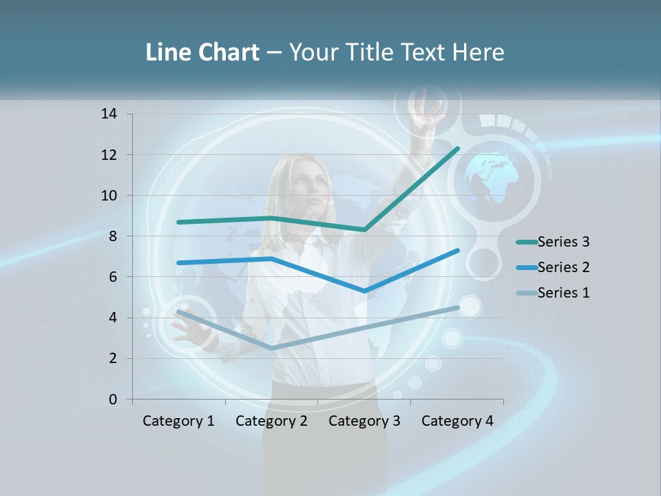 A Woman Holding Her Hand Up In Front Of A World Map PowerPoint Template