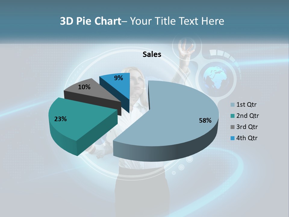 A Woman Holding Her Hand Up In Front Of A World Map PowerPoint Template