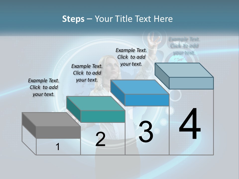 A Woman Holding Her Hand Up In Front Of A World Map PowerPoint Template