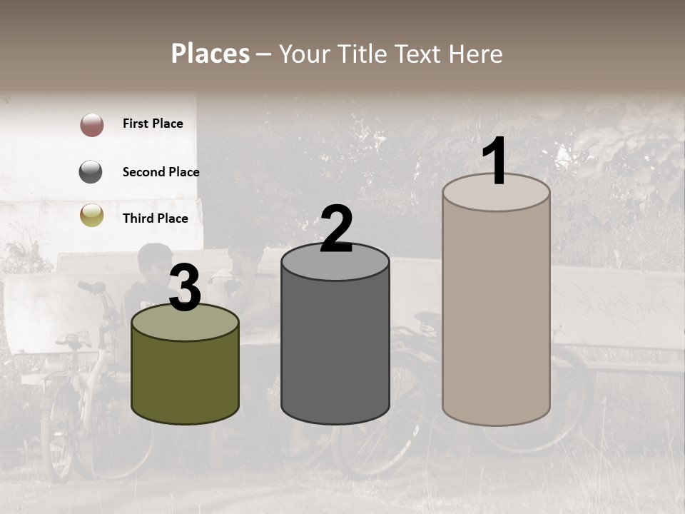 Two Boys Sitting On A Bench In A Park PowerPoint Template