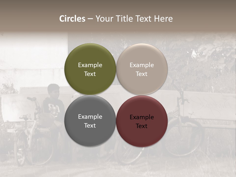 Two Boys Sitting On A Bench In A Park PowerPoint Template