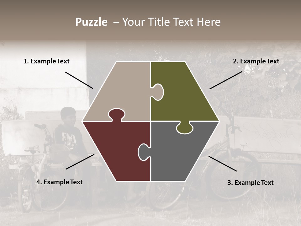 Two Boys Sitting On A Bench In A Park PowerPoint Template