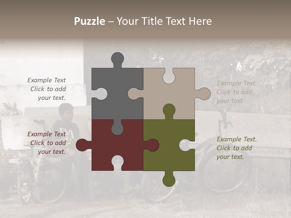 Two Boys Sitting On A Bench In A Park PowerPoint Template