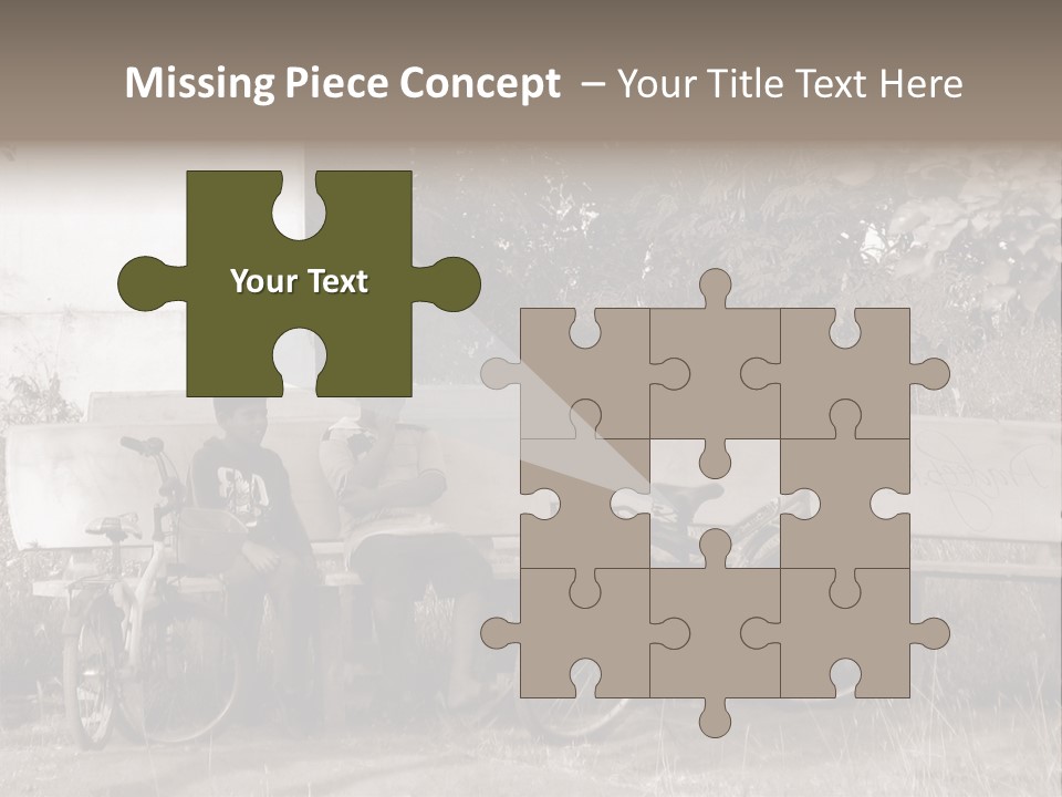 Two Boys Sitting On A Bench In A Park PowerPoint Template