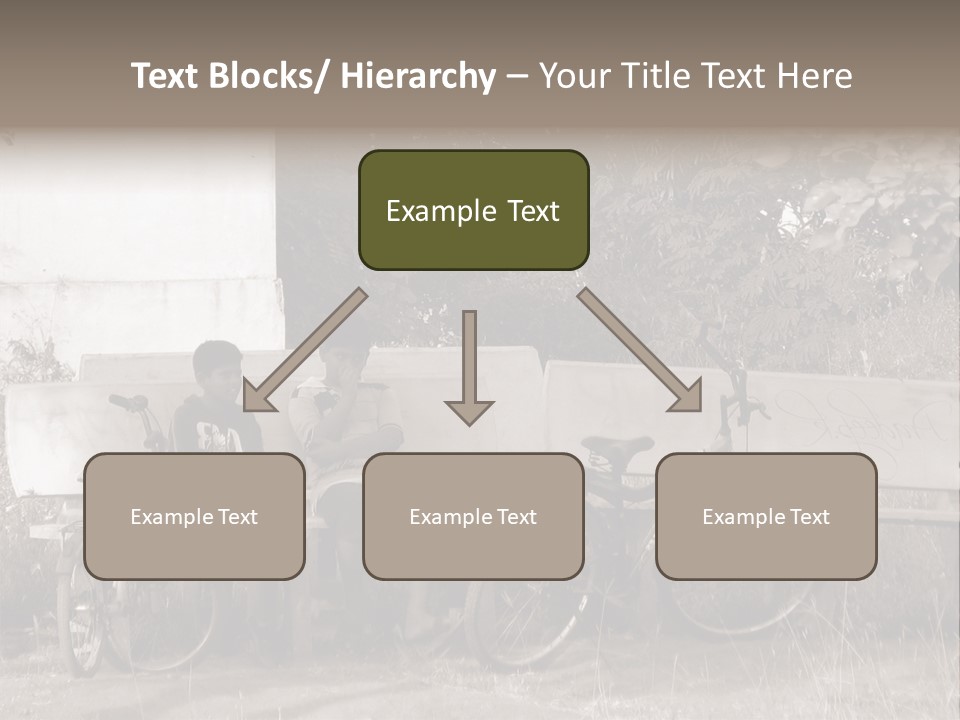 Two Boys Sitting On A Bench In A Park PowerPoint Template