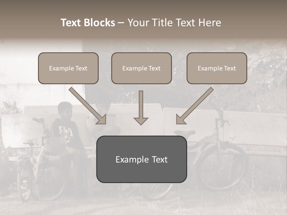 Two Boys Sitting On A Bench In A Park PowerPoint Template