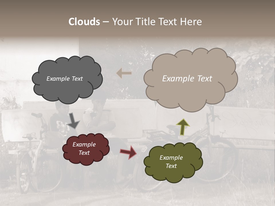 Two Boys Sitting On A Bench In A Park PowerPoint Template