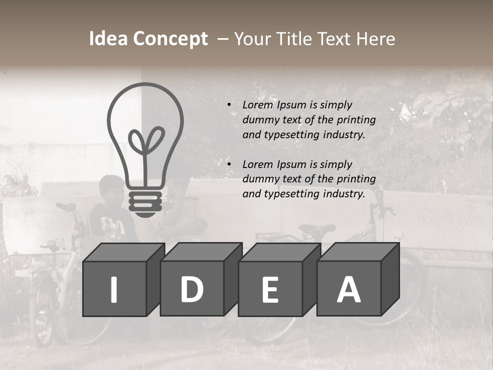 Two Boys Sitting On A Bench In A Park PowerPoint Template