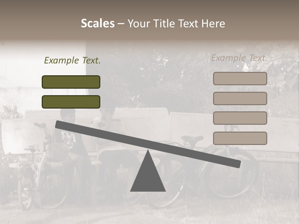 Two Boys Sitting On A Bench In A Park PowerPoint Template