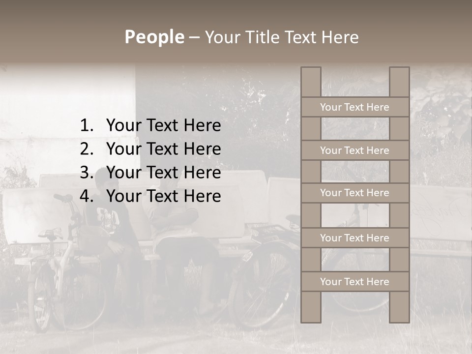 Two Boys Sitting On A Bench In A Park PowerPoint Template