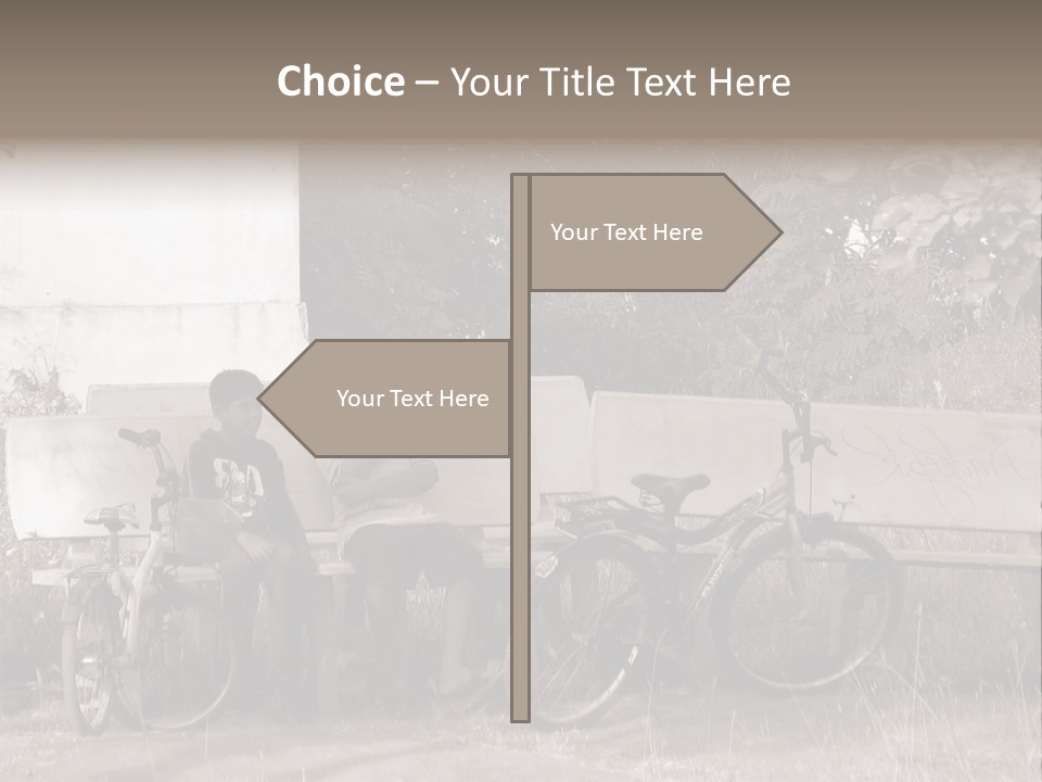 Two Boys Sitting On A Bench In A Park PowerPoint Template