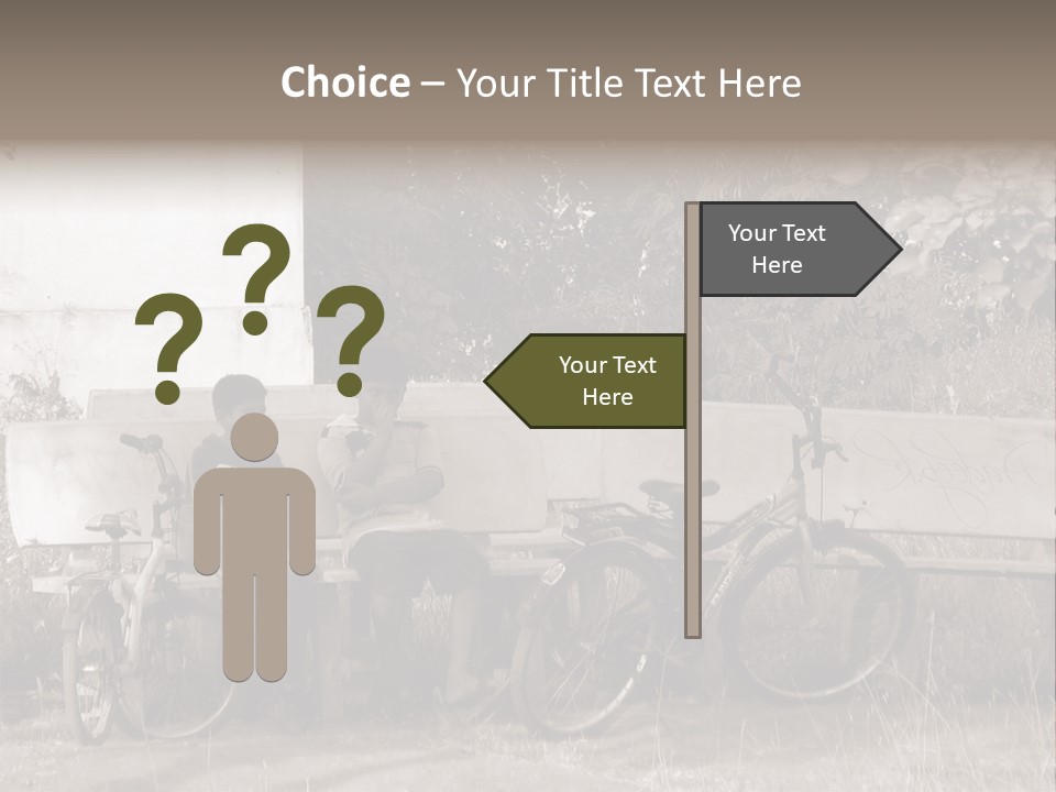 Two Boys Sitting On A Bench In A Park PowerPoint Template