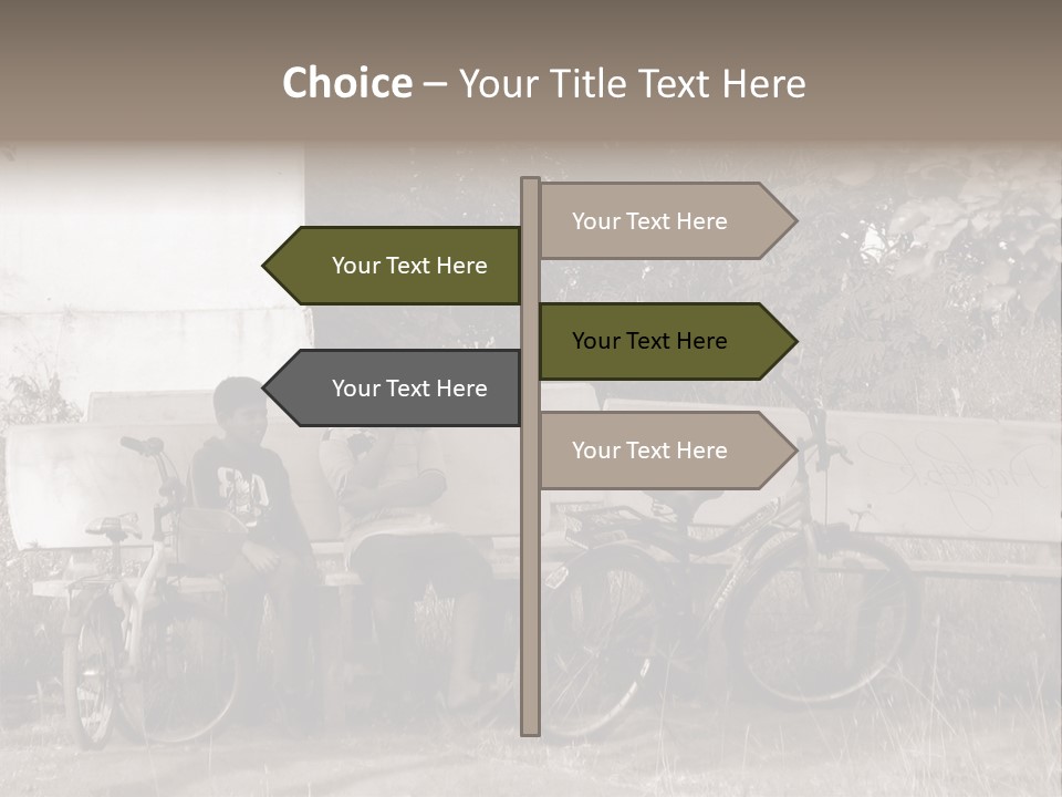 Two Boys Sitting On A Bench In A Park PowerPoint Template