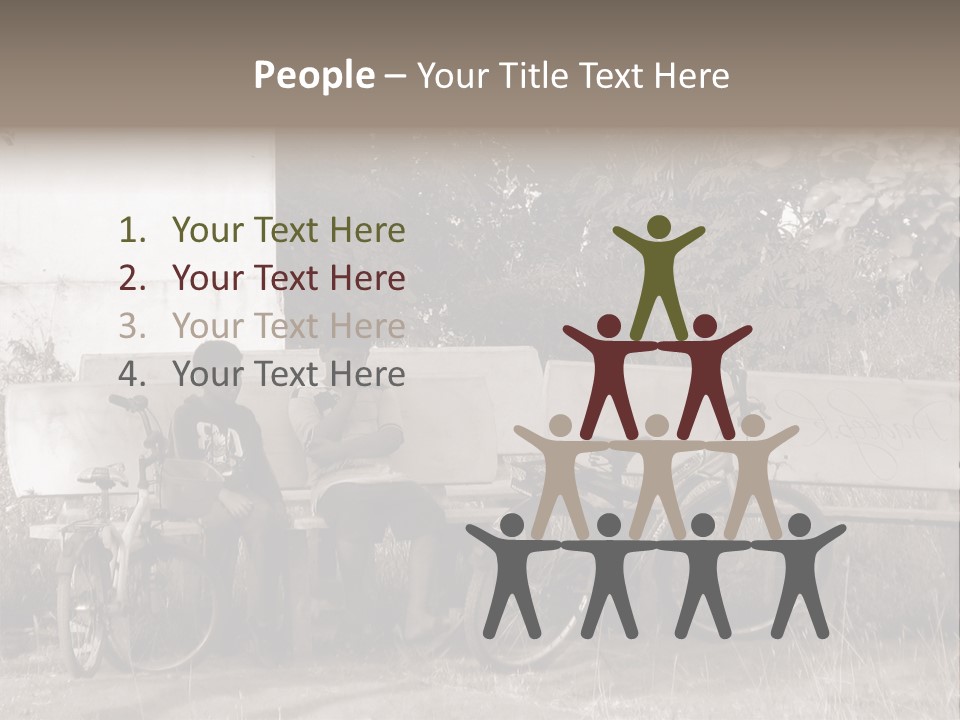 Two Boys Sitting On A Bench In A Park PowerPoint Template