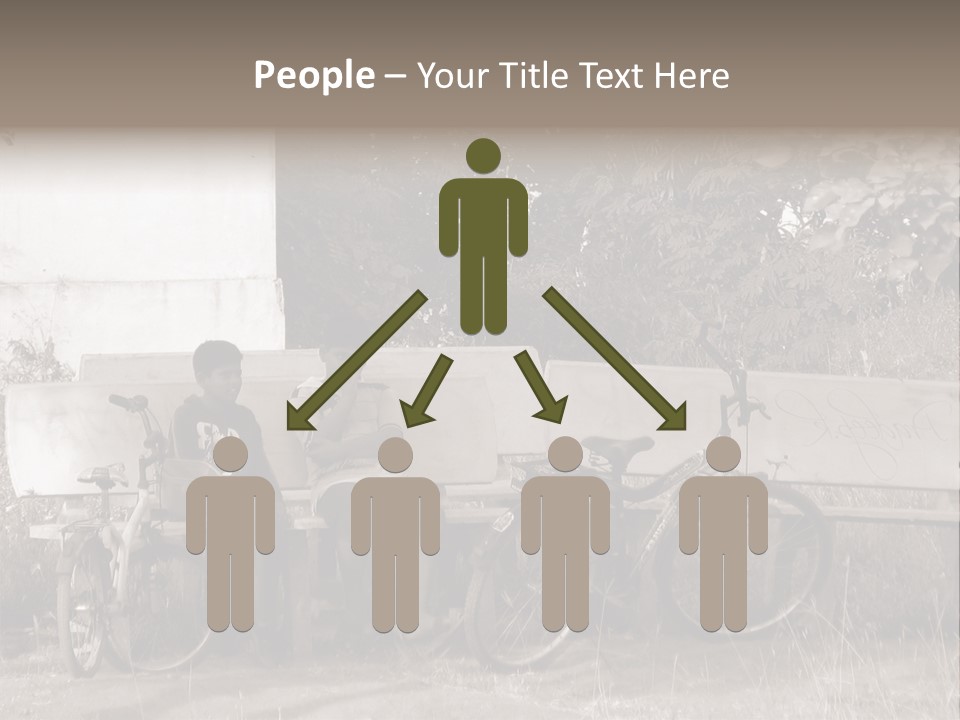 Two Boys Sitting On A Bench In A Park PowerPoint Template