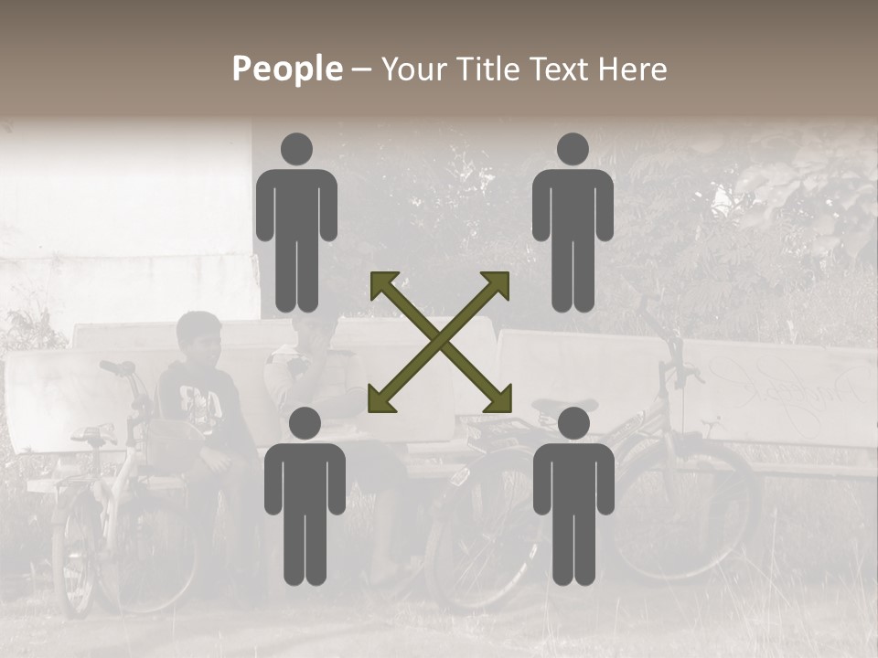 Two Boys Sitting On A Bench In A Park PowerPoint Template