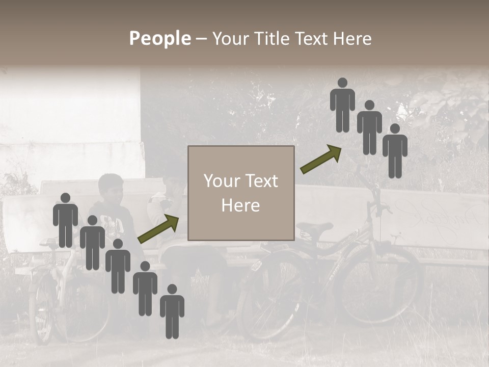 Two Boys Sitting On A Bench In A Park PowerPoint Template