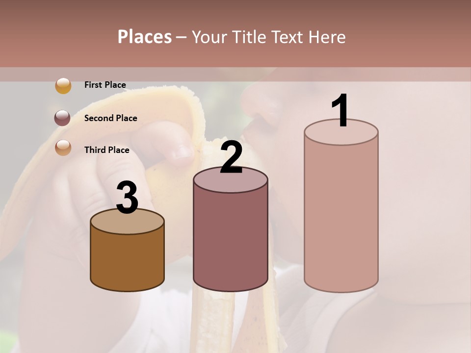 A Baby Eating A Banana With A Brown Background PowerPoint Template