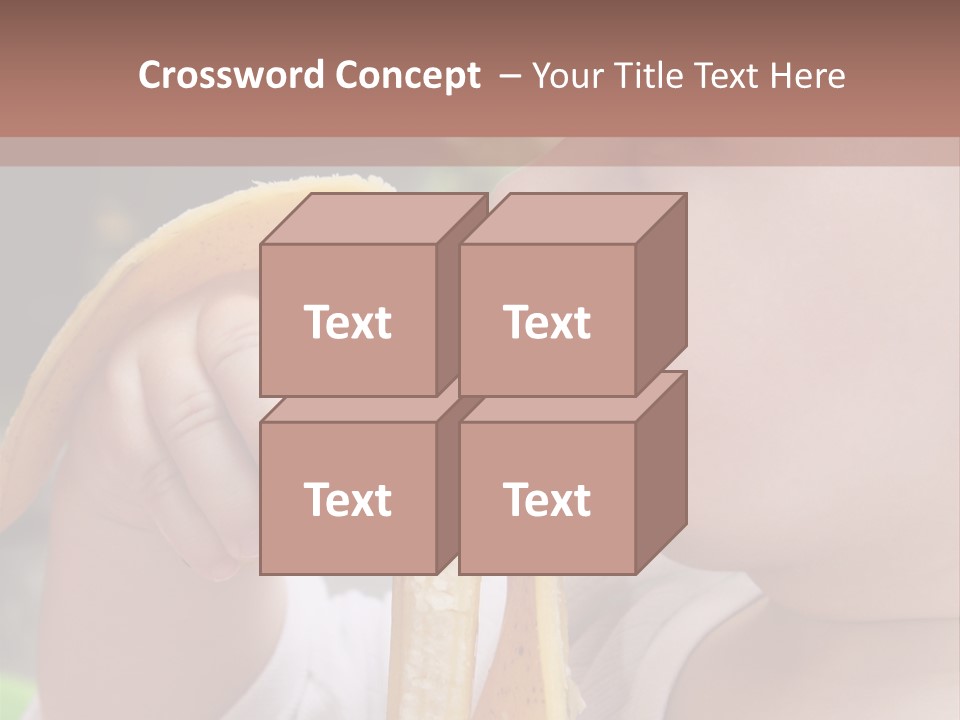 A Baby Eating A Banana With A Brown Background PowerPoint Template