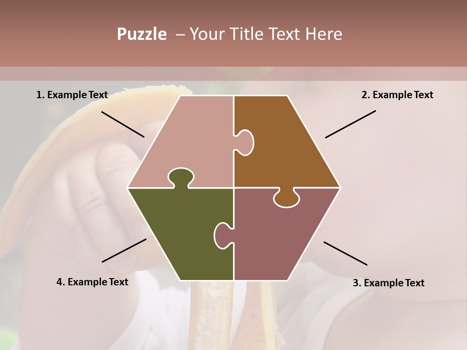 A Baby Eating A Banana With A Brown Background PowerPoint Template