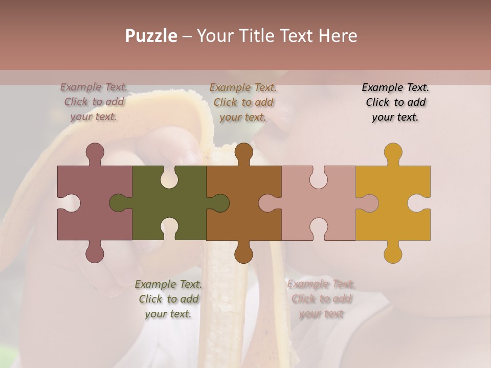 A Baby Eating A Banana With A Brown Background PowerPoint Template