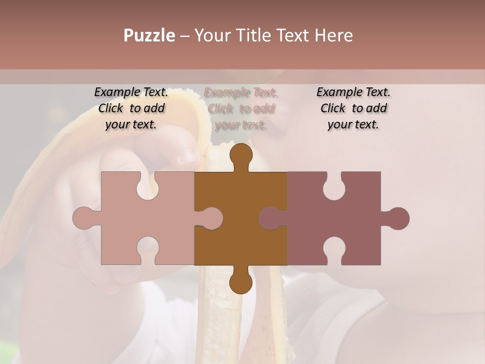 A Baby Eating A Banana With A Brown Background PowerPoint Template