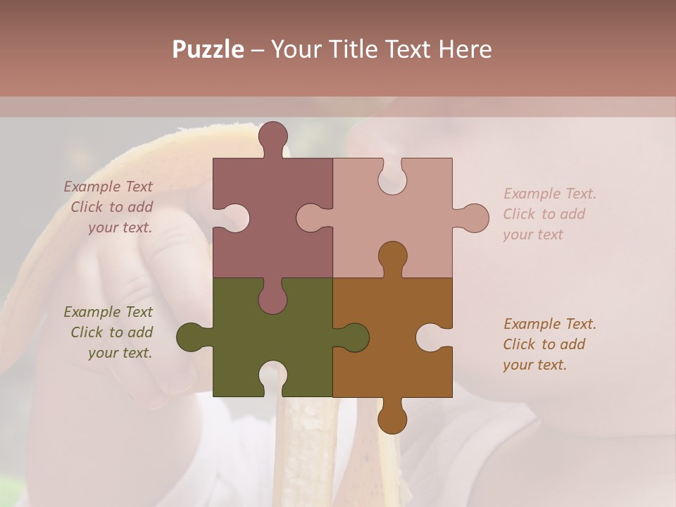 A Baby Eating A Banana With A Brown Background PowerPoint Template