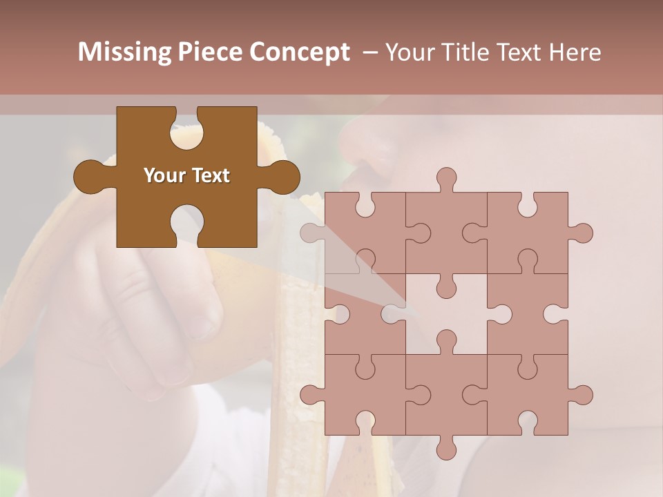 A Baby Eating A Banana With A Brown Background PowerPoint Template