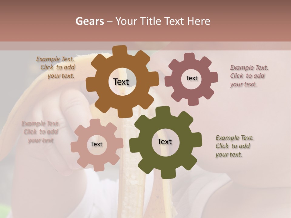 A Baby Eating A Banana With A Brown Background PowerPoint Template