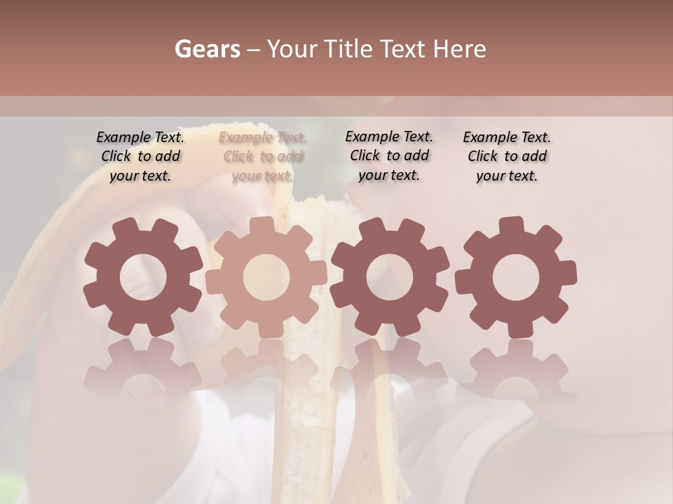 A Baby Eating A Banana With A Brown Background PowerPoint Template