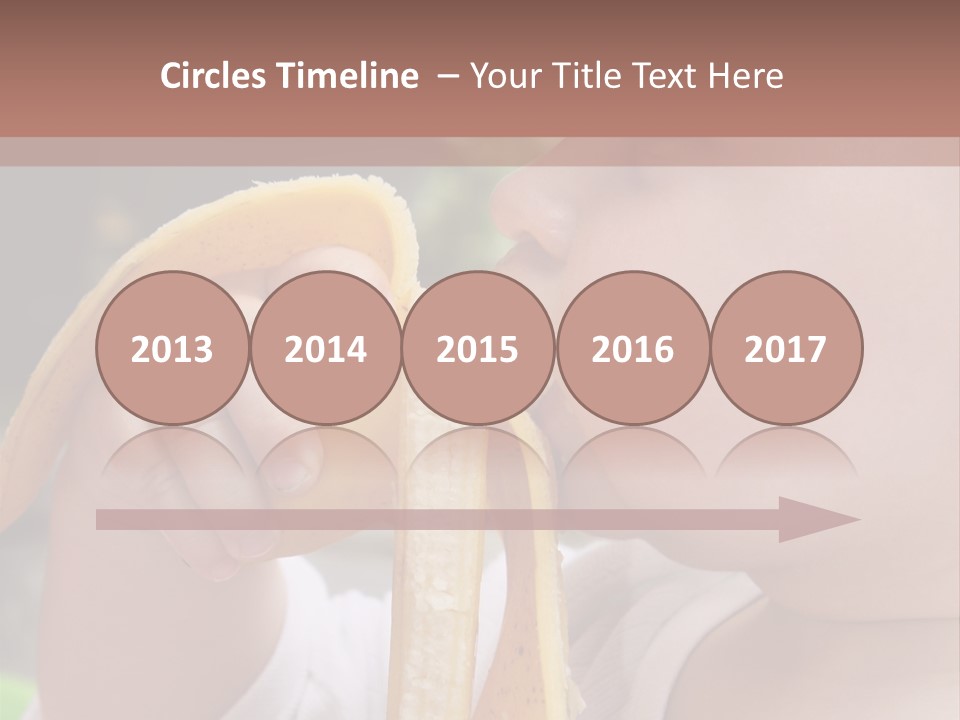 A Baby Eating A Banana With A Brown Background PowerPoint Template