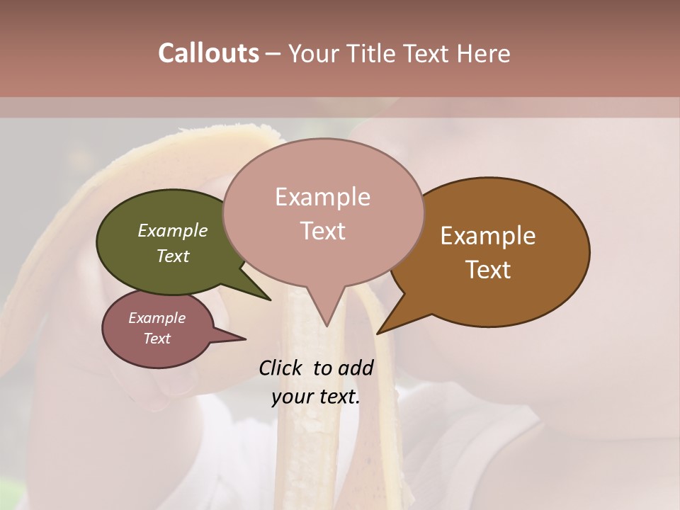 A Baby Eating A Banana With A Brown Background PowerPoint Template