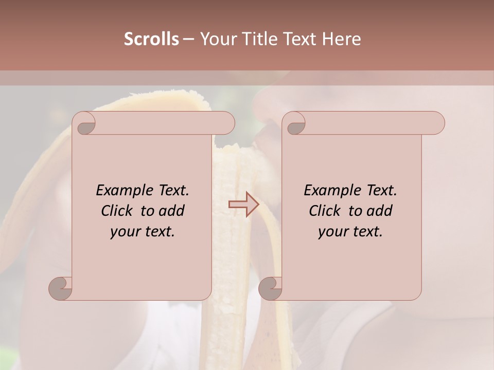 A Baby Eating A Banana With A Brown Background PowerPoint Template