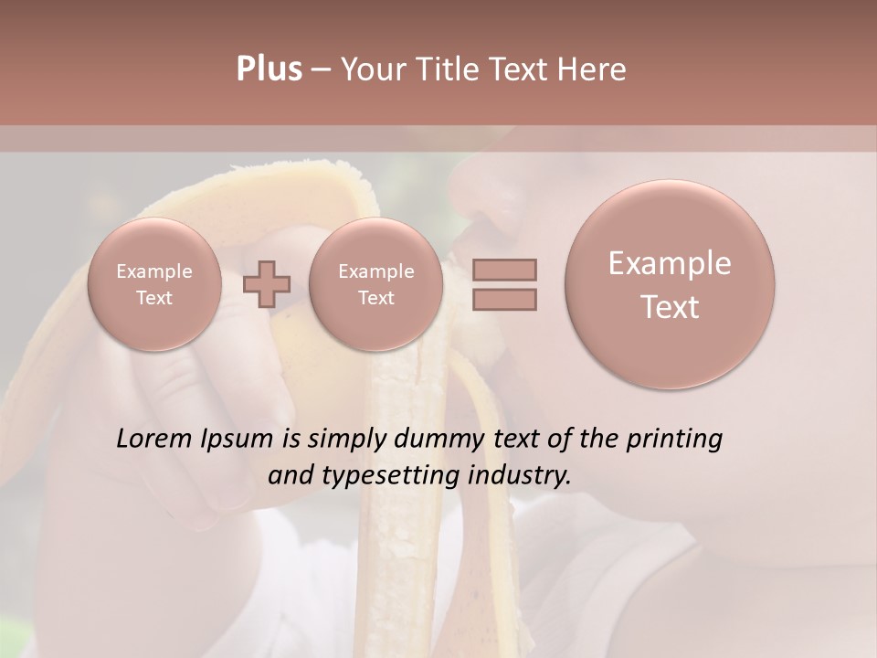 A Baby Eating A Banana With A Brown Background PowerPoint Template