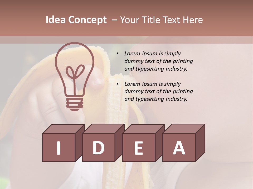 A Baby Eating A Banana With A Brown Background PowerPoint Template