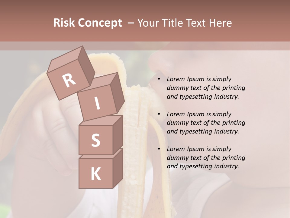 A Baby Eating A Banana With A Brown Background PowerPoint Template