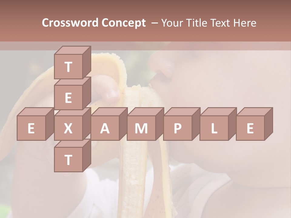 A Baby Eating A Banana With A Brown Background PowerPoint Template