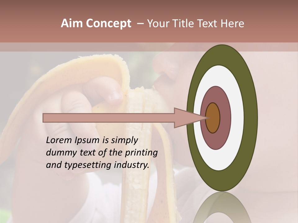 A Baby Eating A Banana With A Brown Background PowerPoint Template