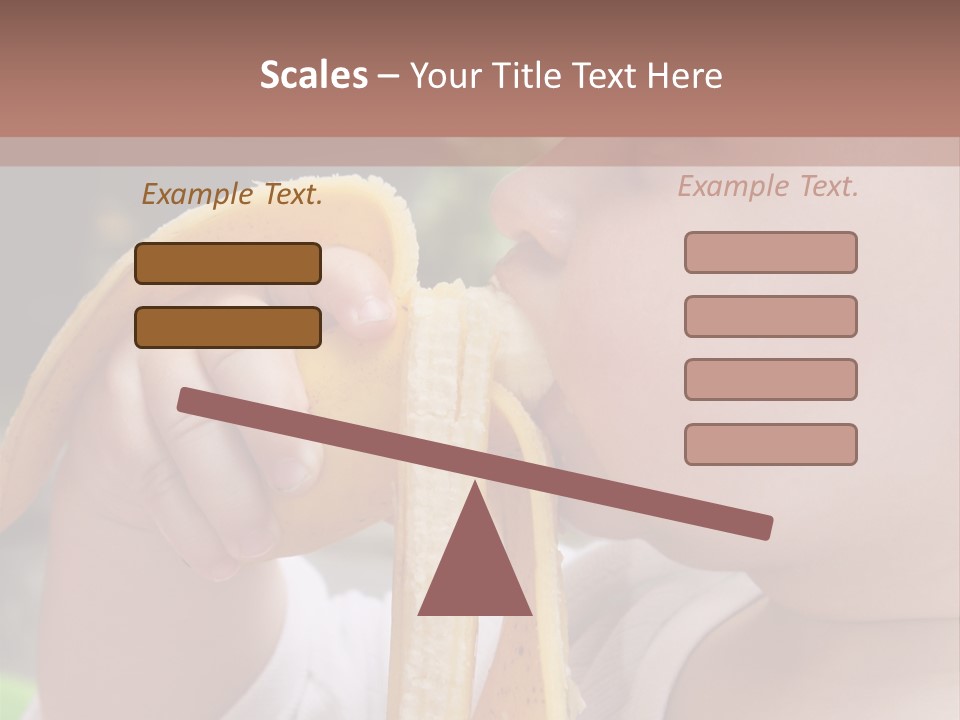A Baby Eating A Banana With A Brown Background PowerPoint Template