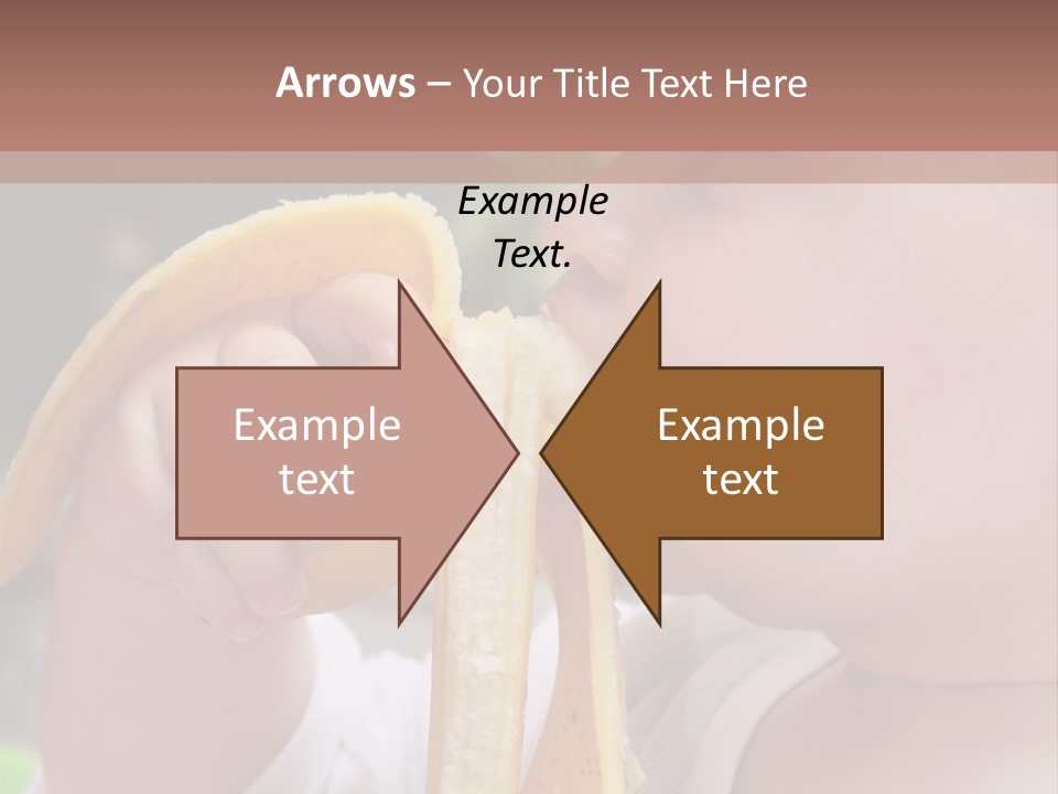A Baby Eating A Banana With A Brown Background PowerPoint Template
