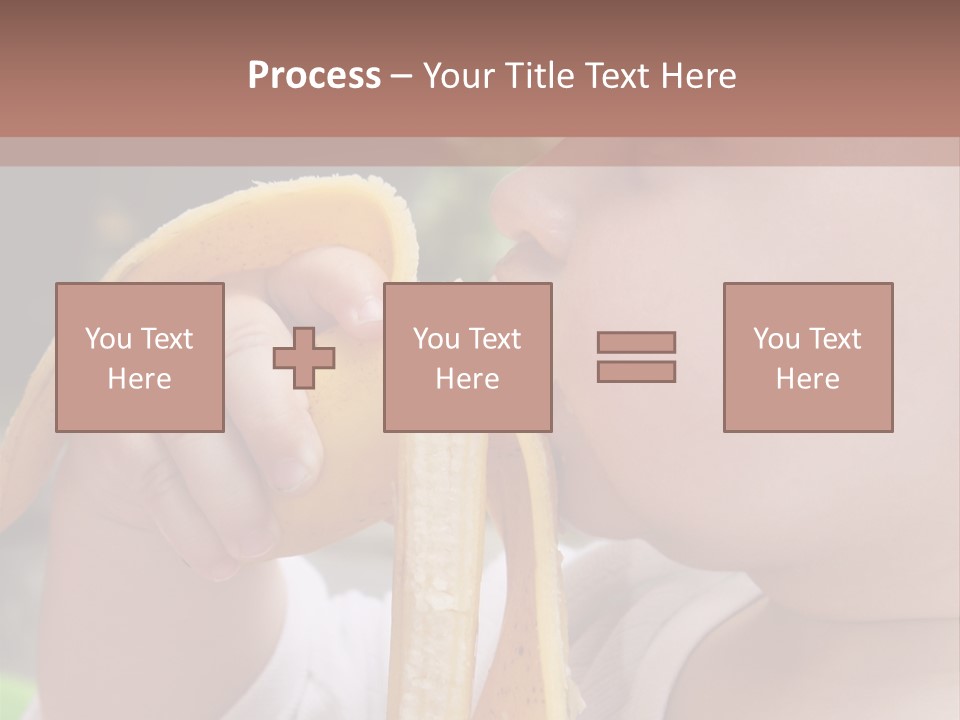 A Baby Eating A Banana With A Brown Background PowerPoint Template