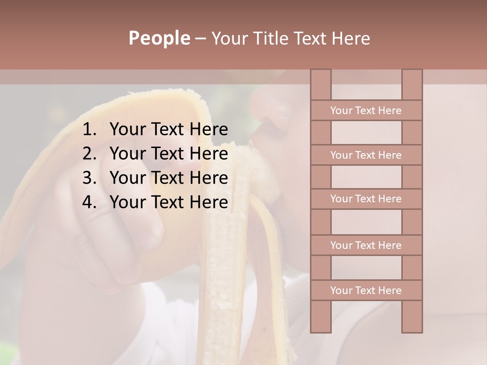 A Baby Eating A Banana With A Brown Background PowerPoint Template