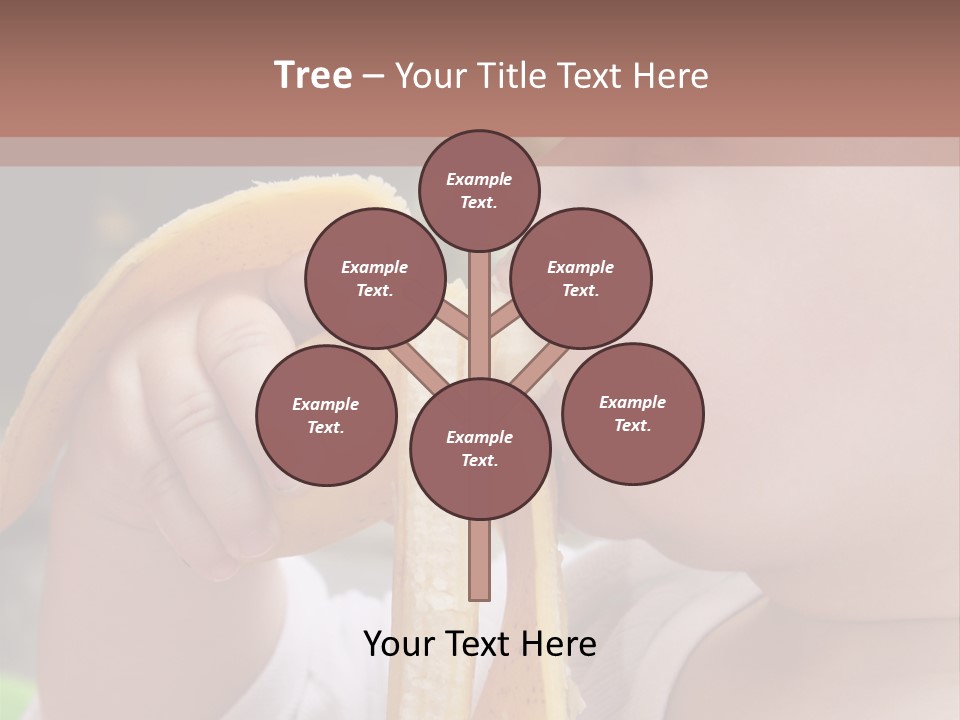 A Baby Eating A Banana With A Brown Background PowerPoint Template