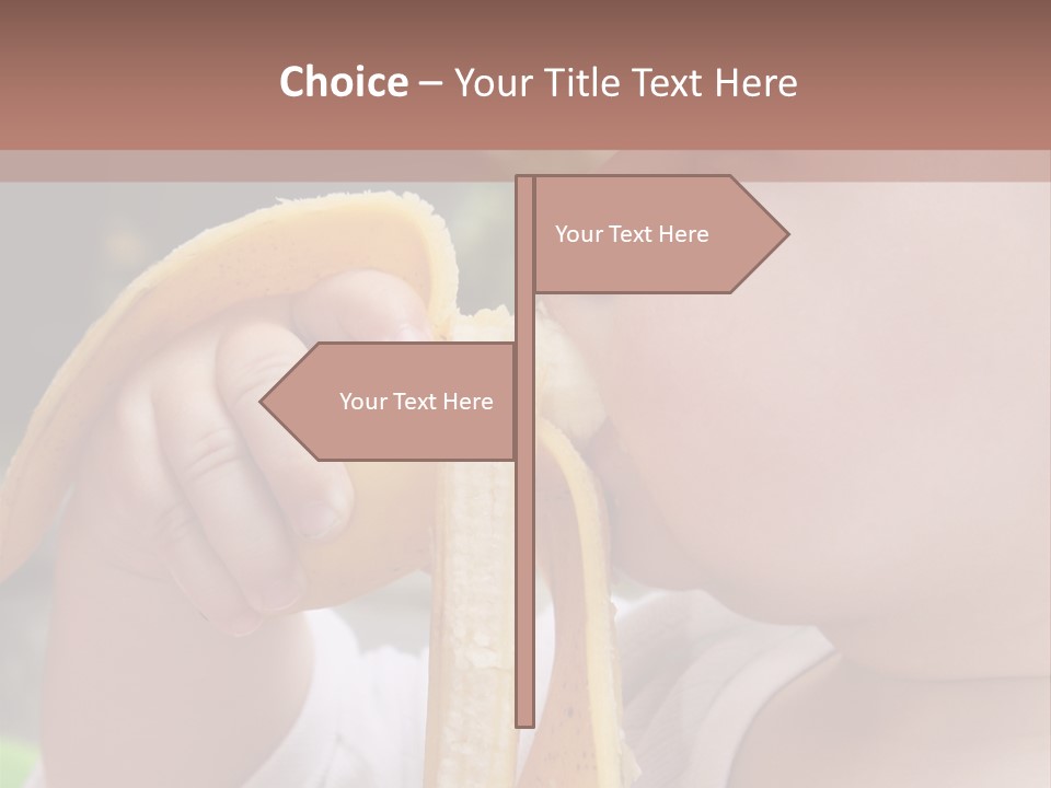 A Baby Eating A Banana With A Brown Background PowerPoint Template