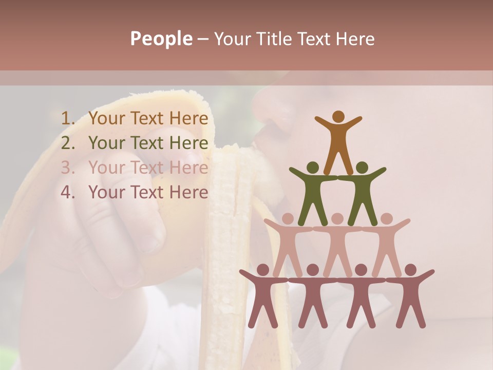 A Baby Eating A Banana With A Brown Background PowerPoint Template