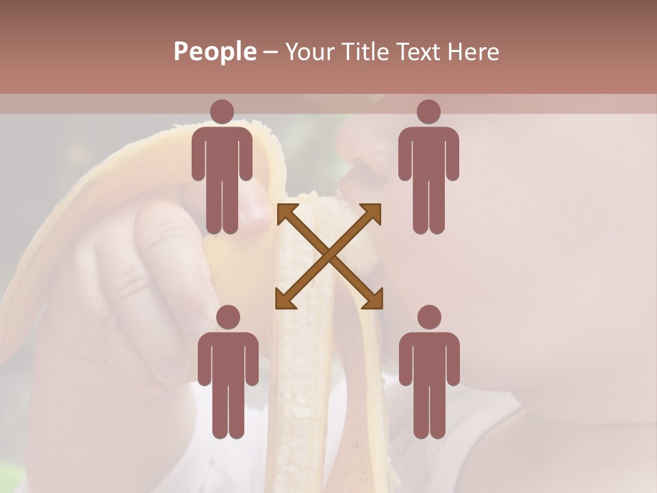 A Baby Eating A Banana With A Brown Background PowerPoint Template