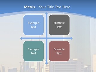 A Powerpoint Presentation With A Cityscape In The Background PowerPoint Template