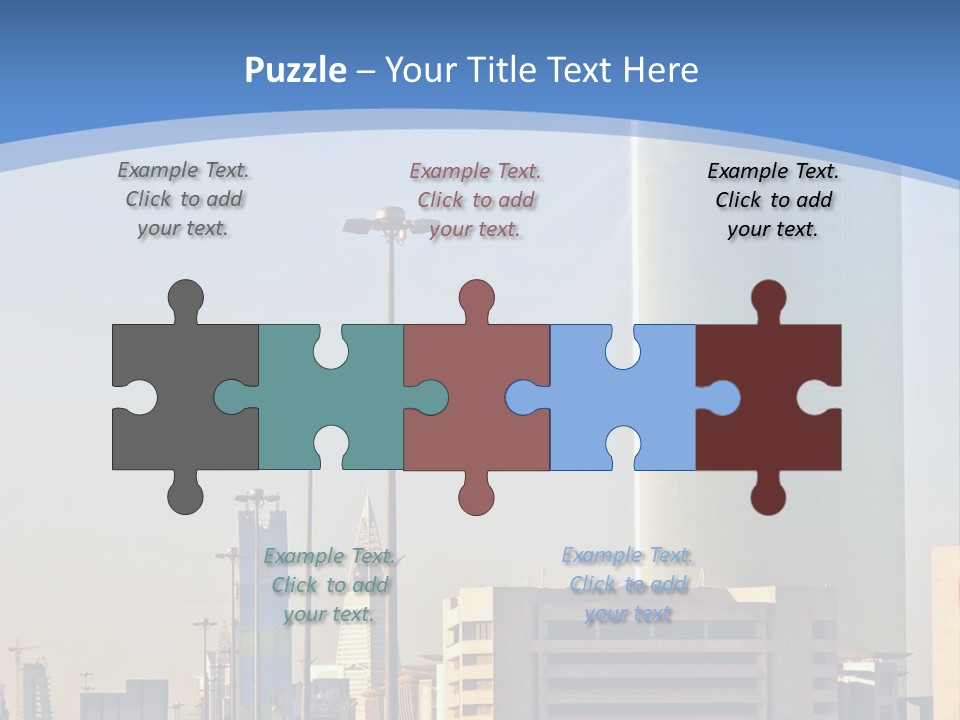 A Powerpoint Presentation With A Cityscape In The Background PowerPoint Template