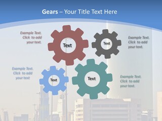 A Powerpoint Presentation With A Cityscape In The Background PowerPoint Template